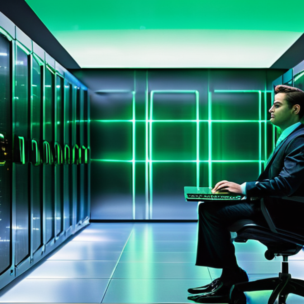 보안관제센터 내부자 위협 탐지 사례 - **Prompt: The Subtle Internal Threat**
    "A sleek, futuristic corporate data center bathed in cool...