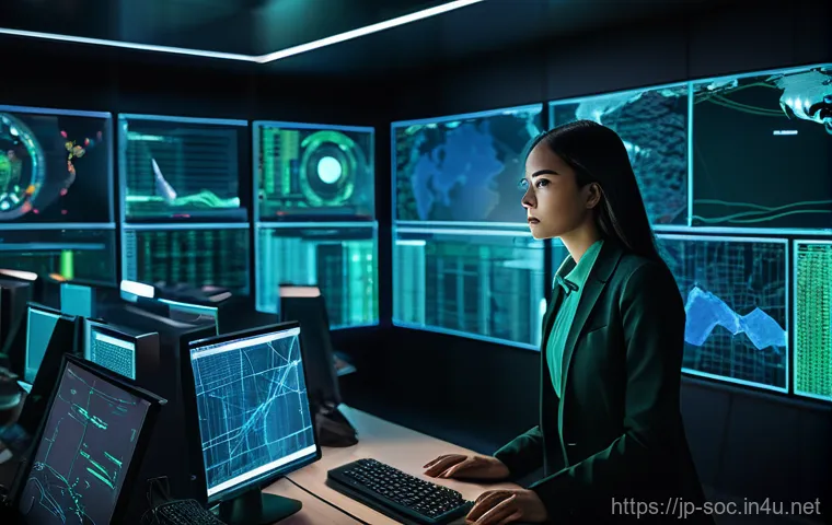 보안관제센터 장단점 분석 - **Prompt:** A dynamic and intense scene inside a state-of-the-art Security Operations Center (SOC). ...