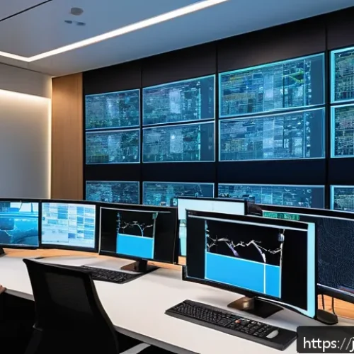보안관제센터와 DevSecOps 협업 사례 - A modern cybersecurity operations center interior, featuring diverse Japanese professionals monitori...